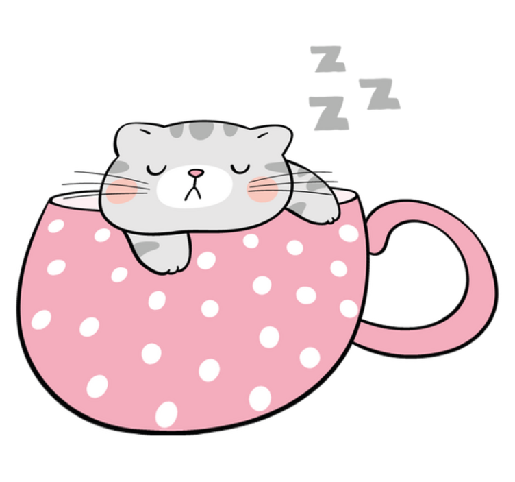 Vinyl teppich tiere schlafende katze tasse - TenStickers