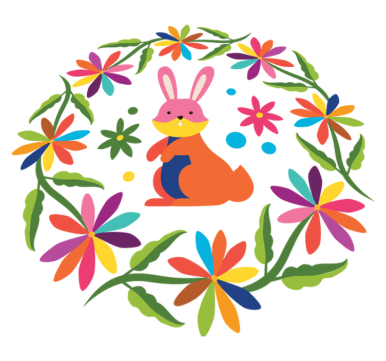 Vinyl teppich tiere mit buntem hasen design - TenStickers