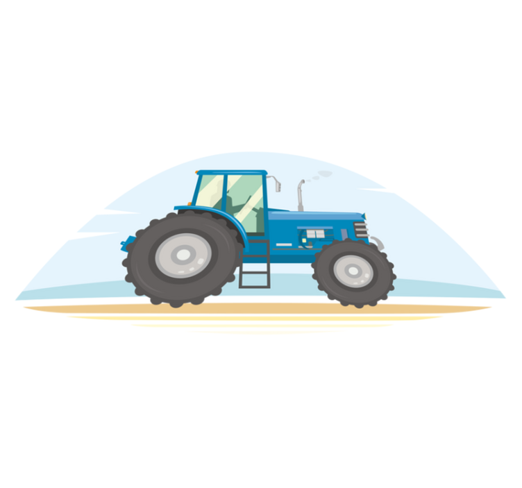 Vinyl teppich tiere mit blauer traktor illustration - TenStickers