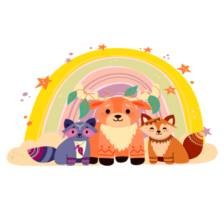 Vinyl teppich tiere charmantes kreaturen trio - TenStickers