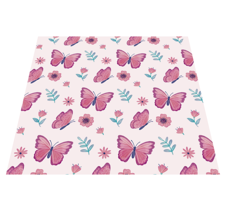 Vinyl teppich tiere schmetterling blumen komposition - TenStickers