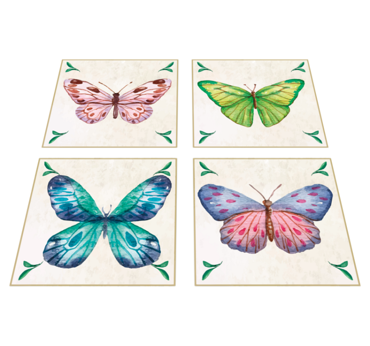 Vinyl teppich tiere mit lebhaften schmetterlingsdesigns - TenStickers