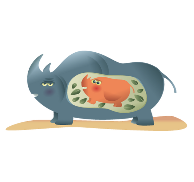 Vinyl teppich tiere schwangere nashornmutter - TenStickers