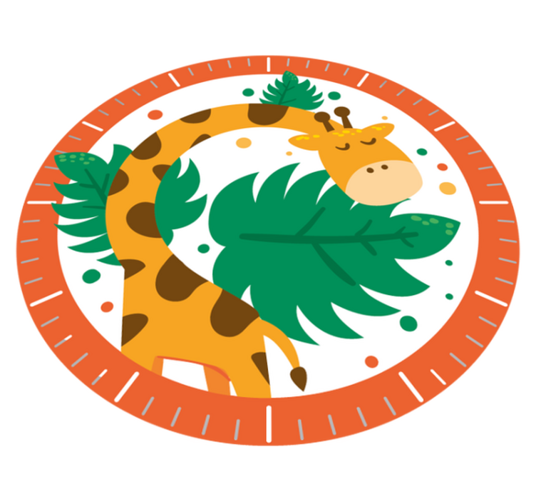 Vinyl teppich tiere und wanduhr mit giraffe - TenStickers