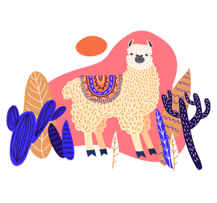 Vinyl teppich tiere peruanische lamas und kakteen - TenStickers