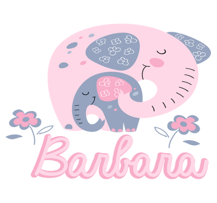 Vinyl teppich tiere elefanten mit herzen und namen - TenStickers