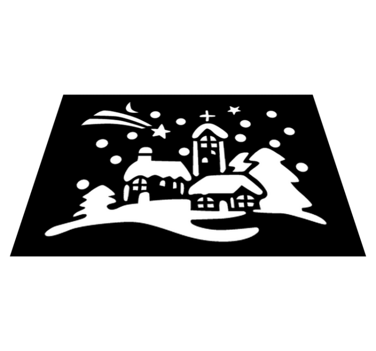 Vinyl teppich weihnachten schwarz-weiß stadt - TenStickers