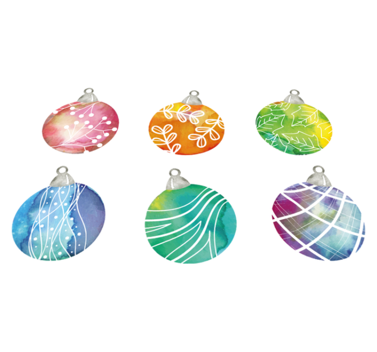Vinyl teppich weihnachten mit aquarell weihnachtskugeln - TenStickers