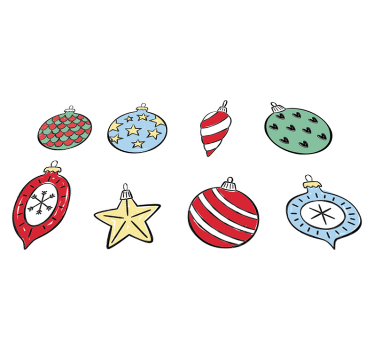 Vinyl teppich weihnachten set mit vintage christbaumkugeln - TenStickers