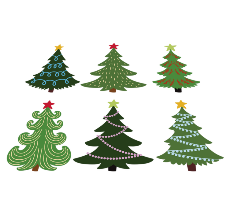 Vinyl teppich weihnachten bunte weihnachtsbaum set - TenStickers