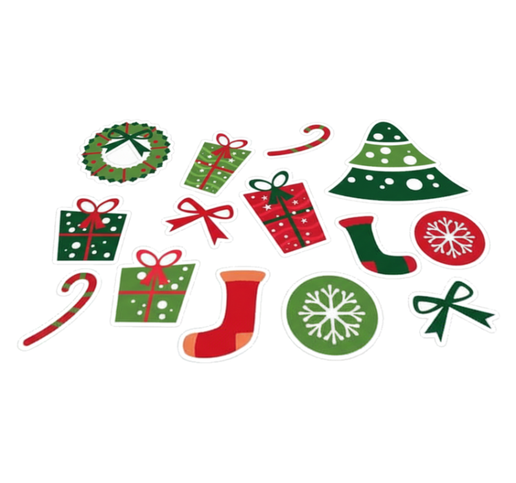 Vinyl teppich weihnachten klassische weihnachtselemente - TenStickers
