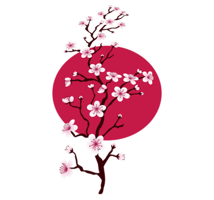 Vinyl teppich blumen kirschbaumzweige - TenStickers