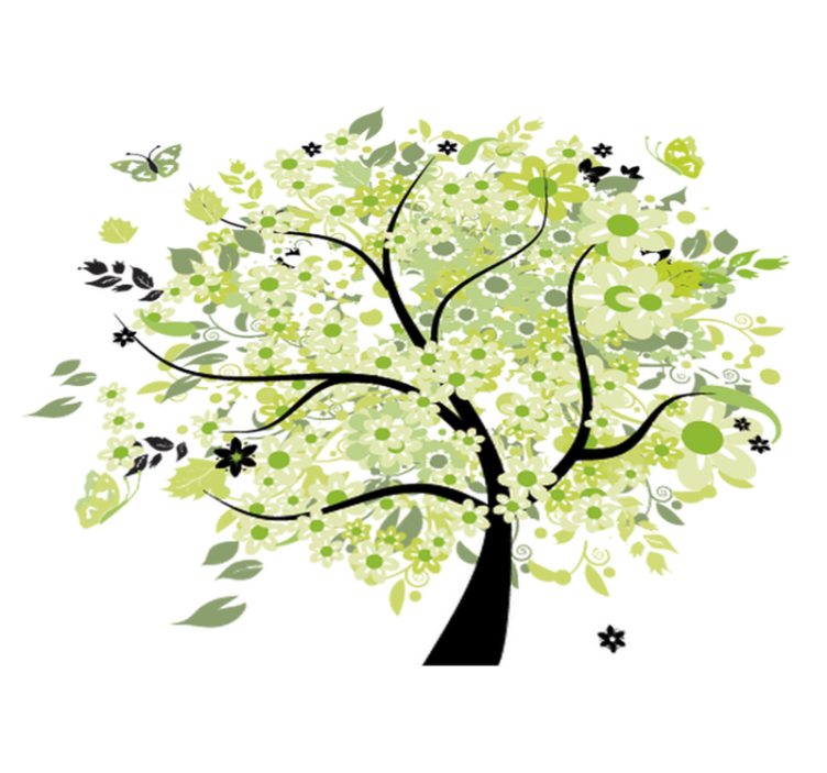 Vinyl teppich blumen grüner frühling baum - TenStickers