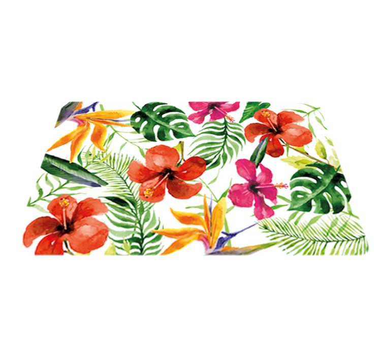 Vinyl teppich blumen mit bunten monstera-blättern - TenStickers