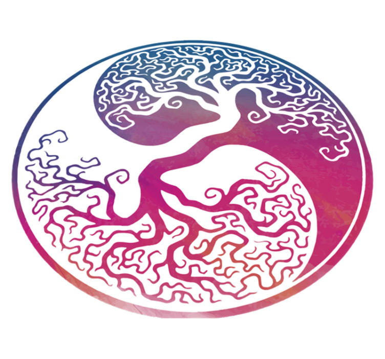 Vinyl teppich blumen lebensbaum yin yang - TenStickers