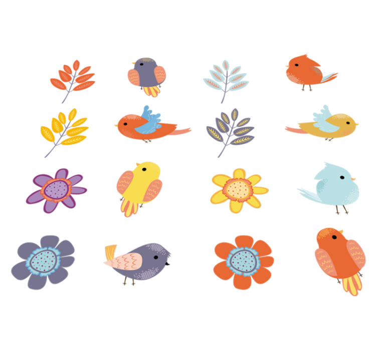 Vinyl teppich blumen frühlingsvogel set - TenStickers