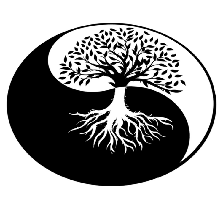 Vinyl teppich blumen lebensbaum yin und yang - TenStickers