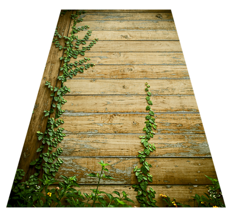 Vinyl teppich blumen ranken auf holz - TenStickers