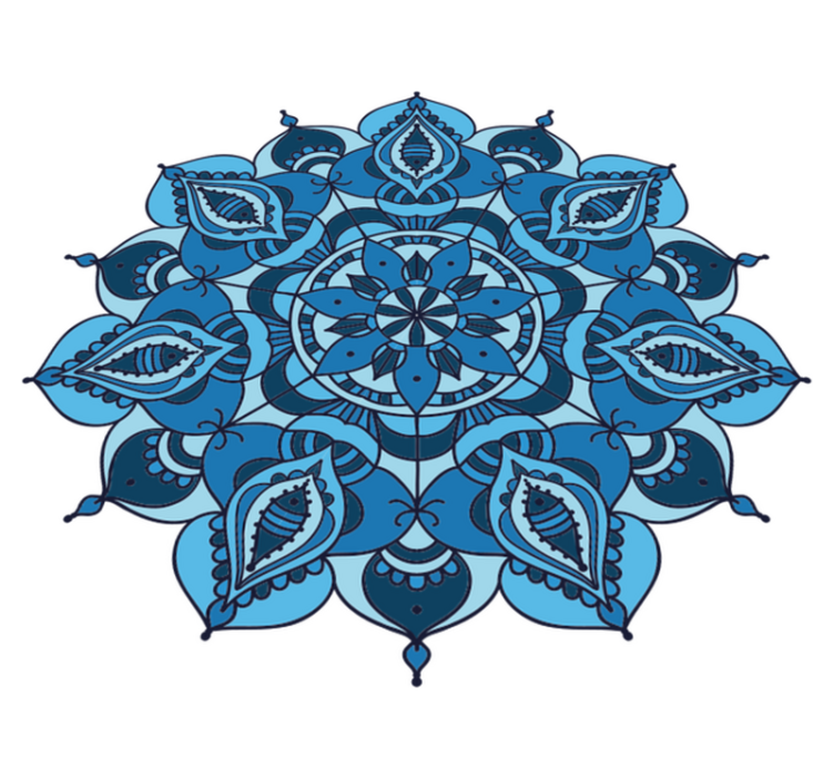 Vinyl teppich blumen lotusblau mandala - TenStickers