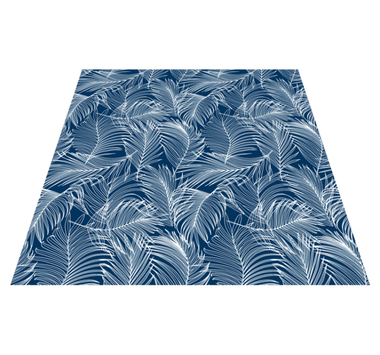 Vinyl teppich blumen mit eleganten blauen blättern - TenStickers
