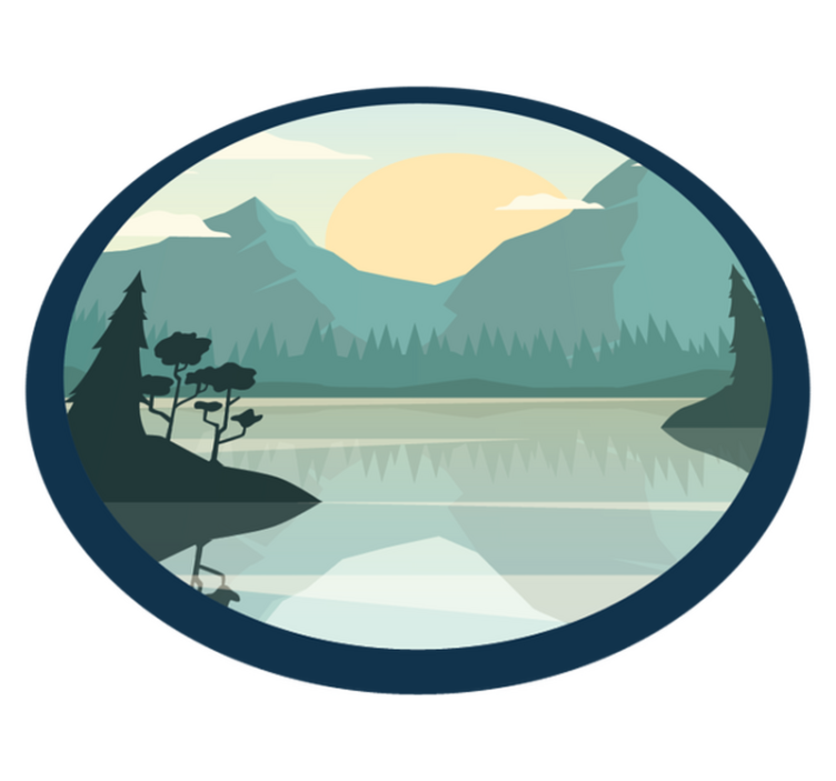 Vinyl teppich blumen silhouette berg mit see - TenStickers