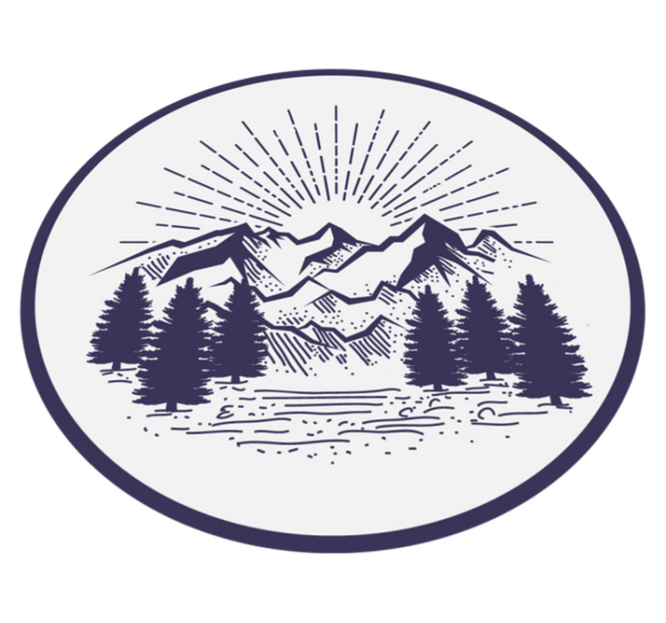 Vinyl teppich blumen berglandschaft kreis - TenStickers