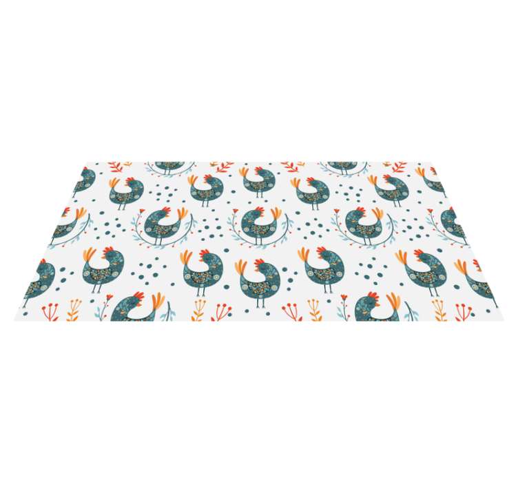 Vinyl teppich blumen hühner und blumen - TenStickers