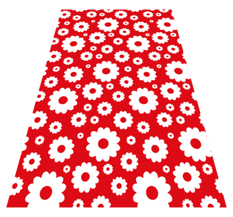 Vinyl teppich blumen in weiß und rot mit gänseblümchen - TenStickers