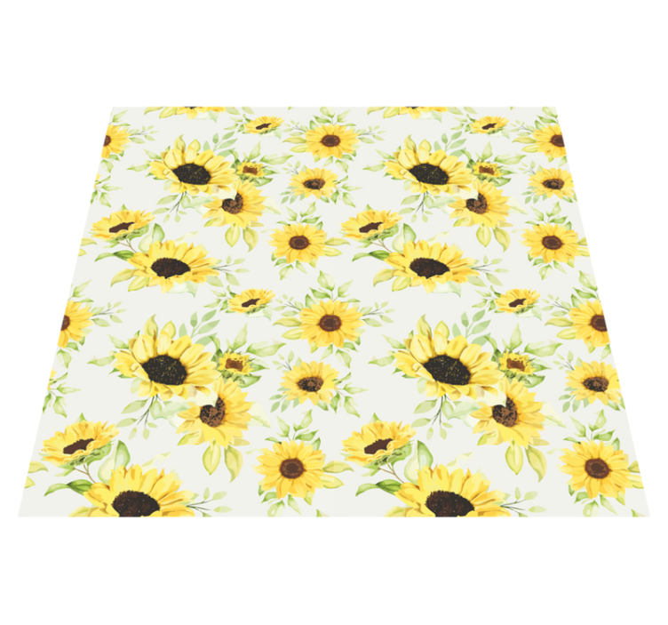 Vinyl teppich blumen aquarell sonnenblumen - TenStickers