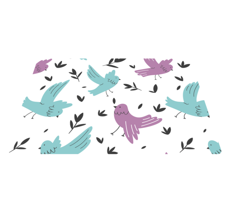 Vinyl teppich tiere in blau und lila vögel - TenStickers