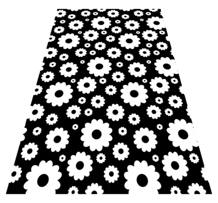 Vinyl teppich blumen in schwarz-weiß gänseblümchen - TenStickers