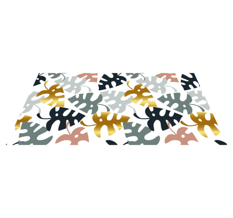 Vinyl teppich blumen mit goldenen und bunten blättern - TenStickers