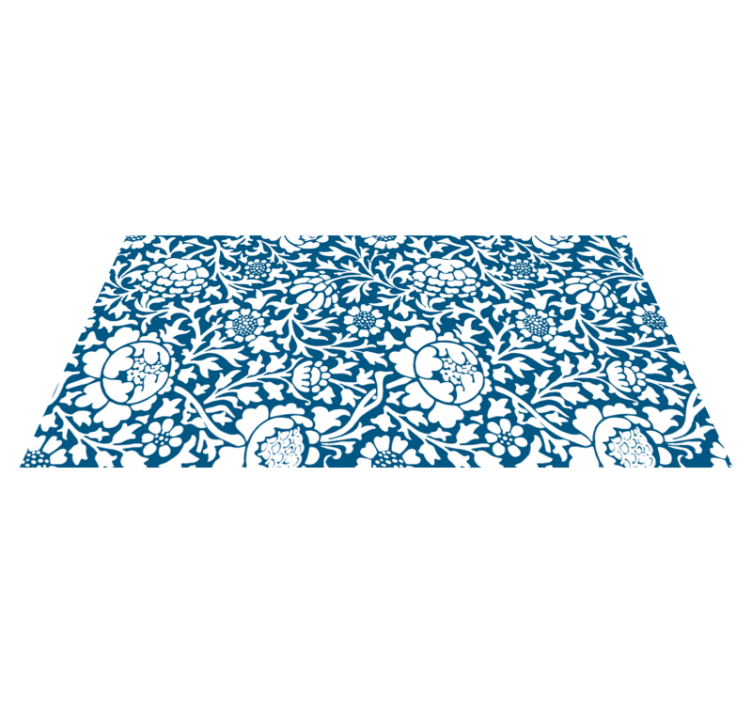 Vinyl teppich blumen in marineblau - TenStickers