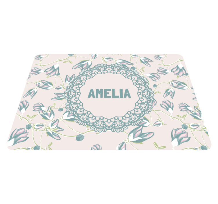 Vinyl teppich blumen blätter und name - TenStickers