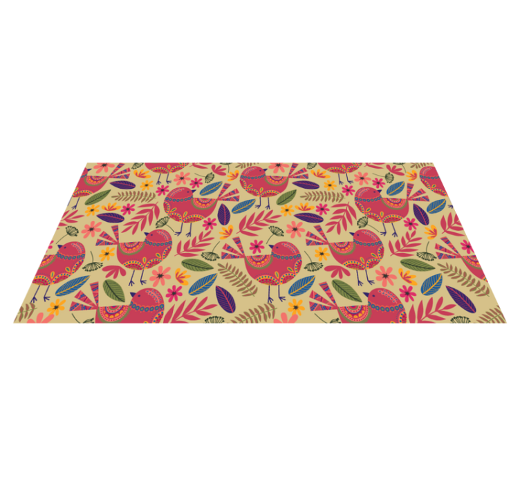 Vinyl teppich blumen mit buntem vogelmuster - TenStickers