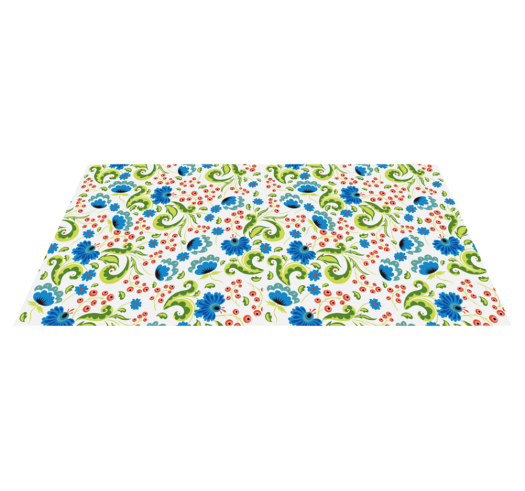 Vinyl teppich blumen mit grünen und blauen blumen - TenStickers