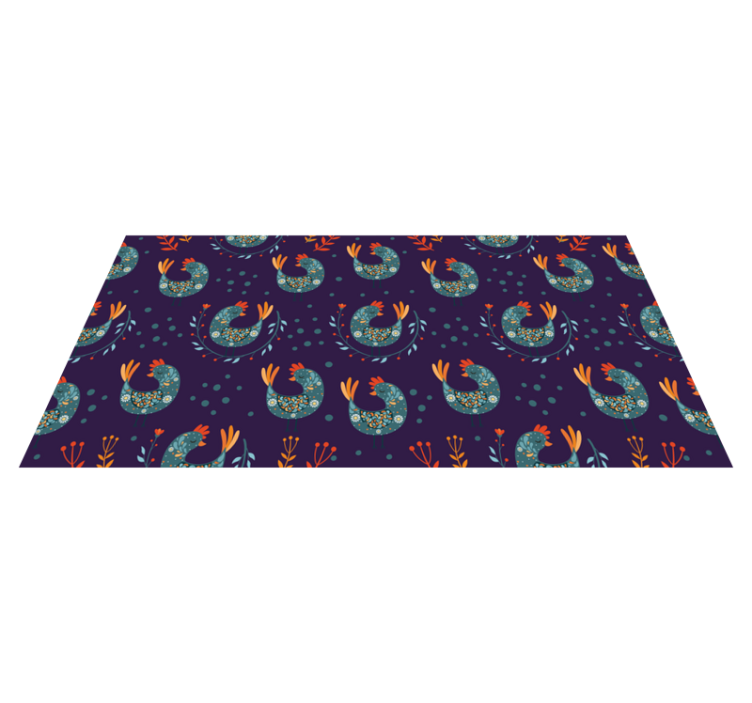 Vinyl teppich blumen lila hühner und blumen - TenStickers