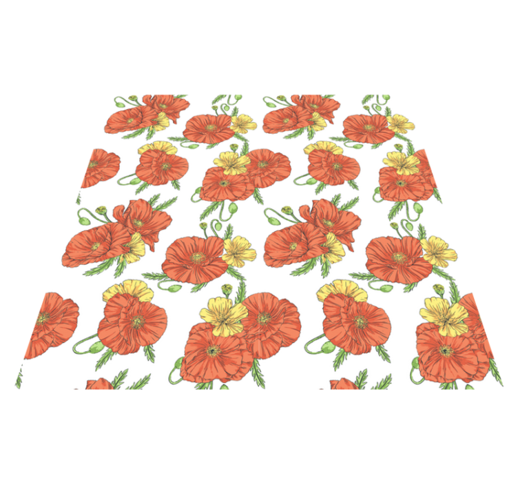 Vinyl teppich blumen mohnblumen auf weißem hintergrund - TenStickers