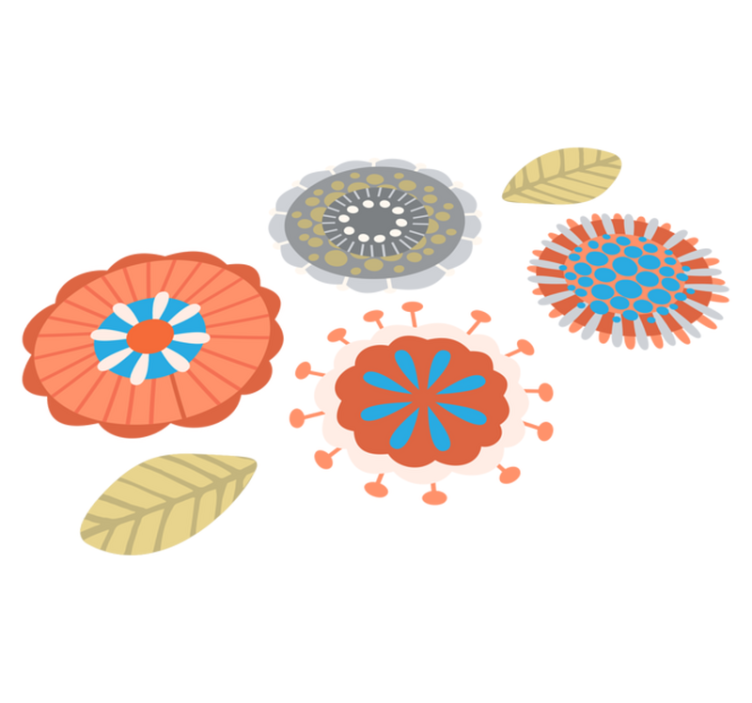 Vinyl teppich blumen in bunten blumenformen - TenStickers
