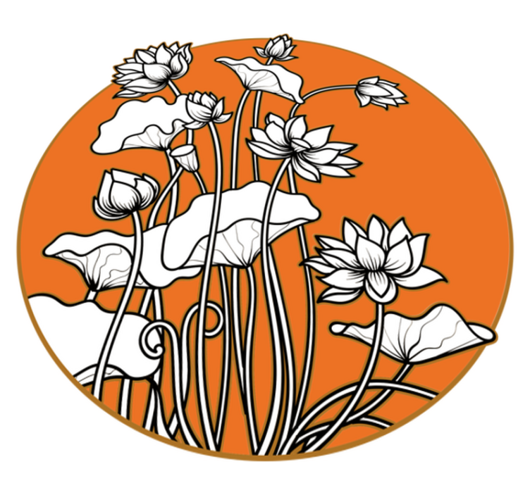 Vinyl teppich blumen mit lotusillustration im japanischen stil - TenStickers