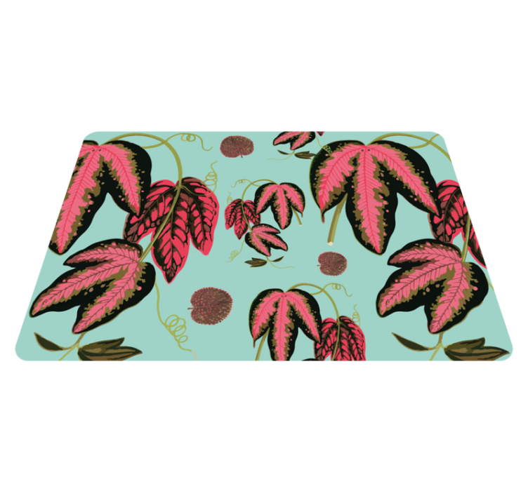 Vinyl teppich blumen in grün und rot maranta - TenStickers