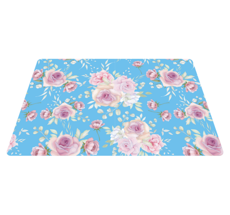 Vinyl teppich blumen rosen auf blauem hintergrund - TenStickers