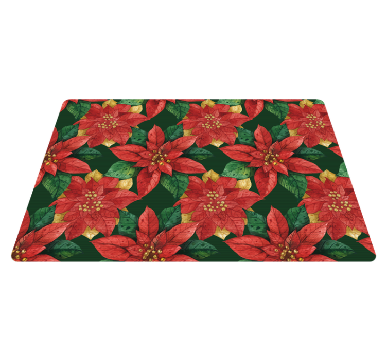 Vinyl teppich blumen mit schönem weihnachtsmuster rot und grün - TenStickers