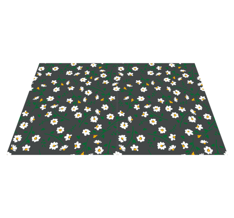 Vinyl teppich blumen gänseblümchen grauer hintergrund - TenStickers