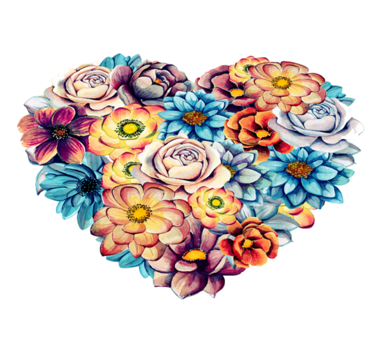 Vinyl teppich blumen schönes herz voller blumen - TenStickers