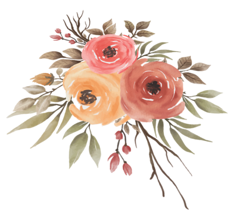 Vinyl teppich blumen mit zeichnung getrockneter rosen - TenStickers