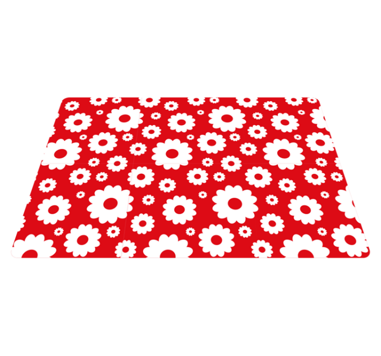 Vinyl teppich blumen weiße gänseblümchen auf rot - TenStickers