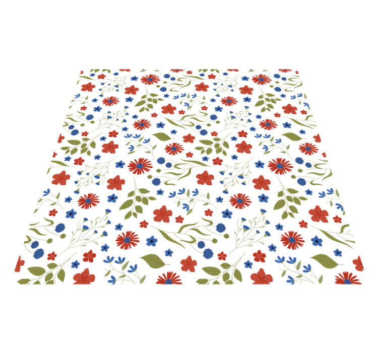 Vinyl teppich blumen in blau und rot gartenmuster - TenStickers