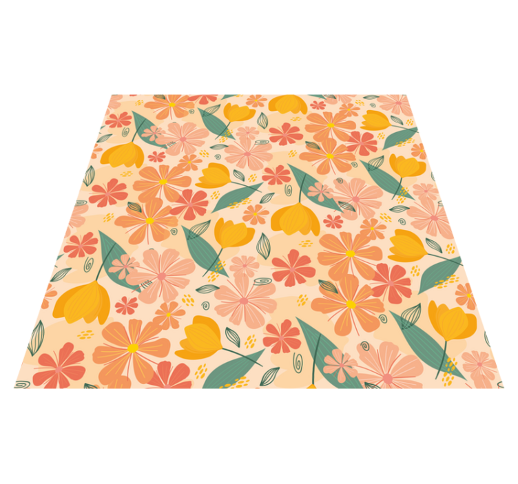 Vinyl teppich blumen mit bunten vintage-blättern - TenStickers