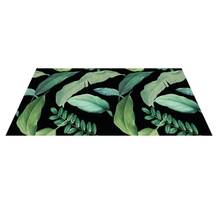 Vinyl teppich blumen dunkle graue blätter nacht - TenStickers